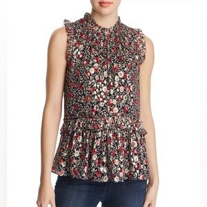 Kate Spade Size Small Floral Park Clip Dot Metallic Silk Top